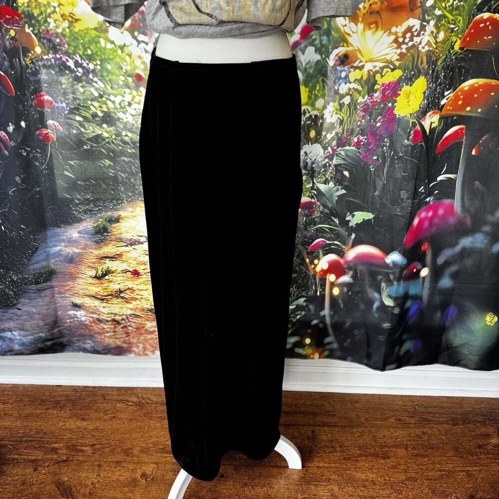 VTG 90s Black Velvet Maxi Skirt Womens Large Tall Whimsigoth Witch Fairy Grunge
